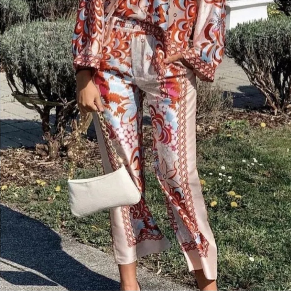 Zara Flowy Patchwork Pants Size Medium